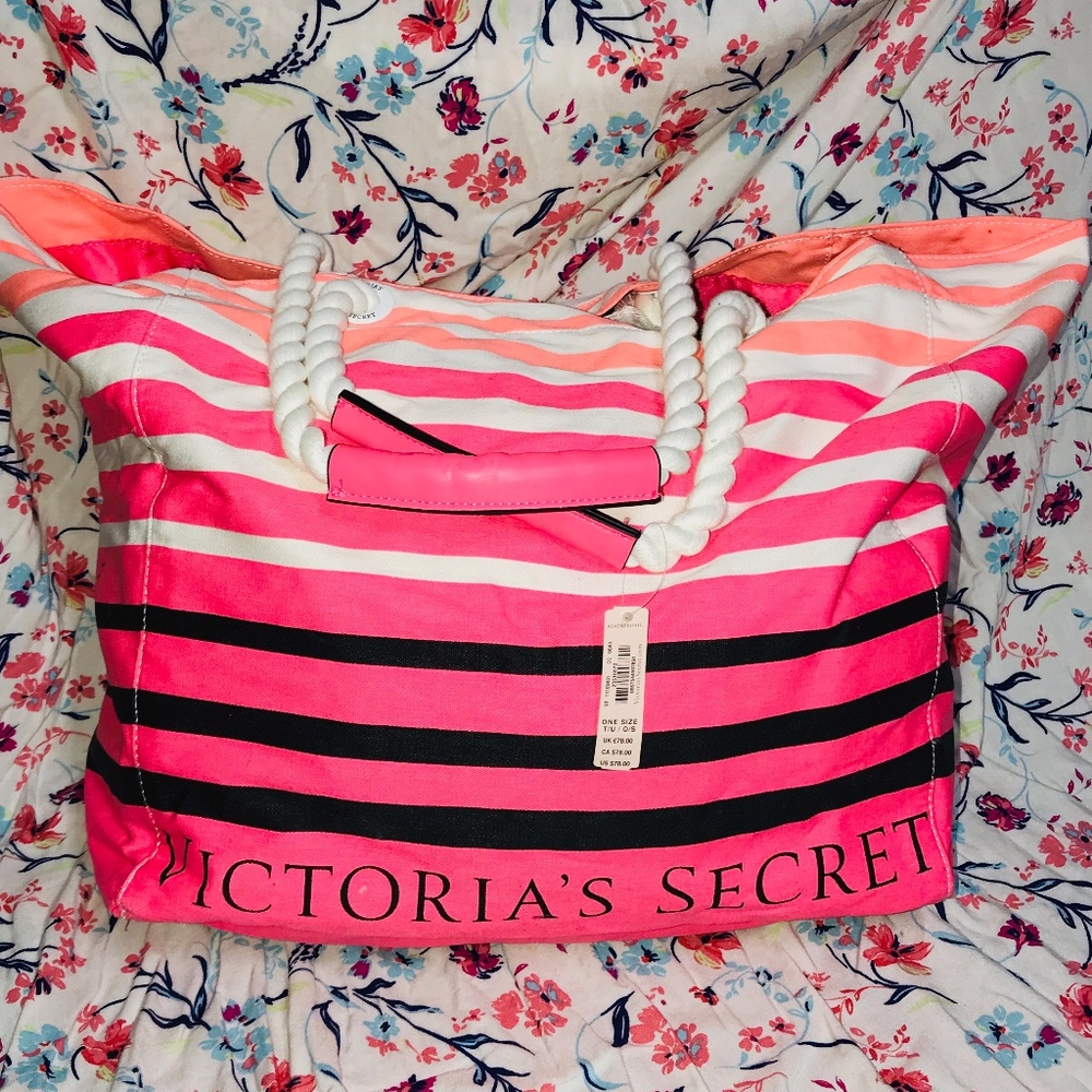 Pink, Black, White Victoria's Secret Beach Tote